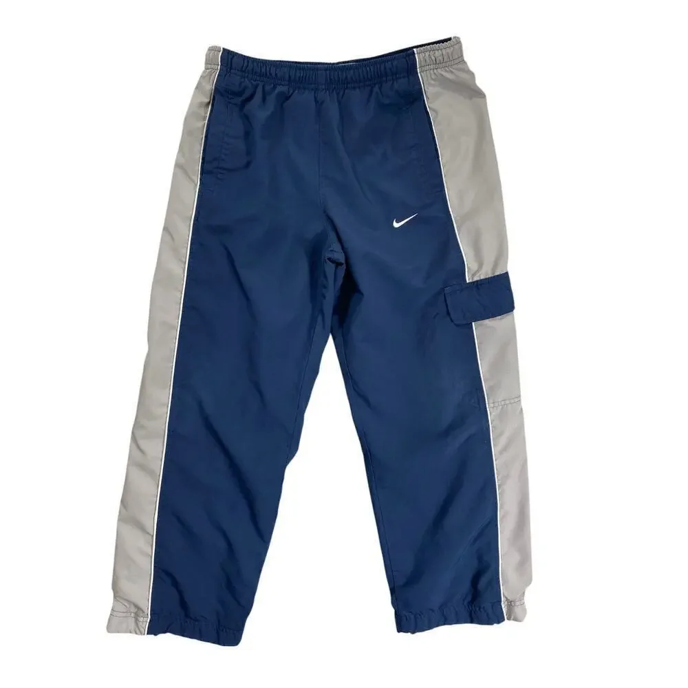 Nike Boys Blue & Gray Track Pants – Size Medium (10-12) – Y2K Vintage Style